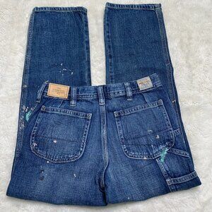 Polo Ralph Lauren Kids Paint Splattered Blue Straight Leg Jeans Size 7